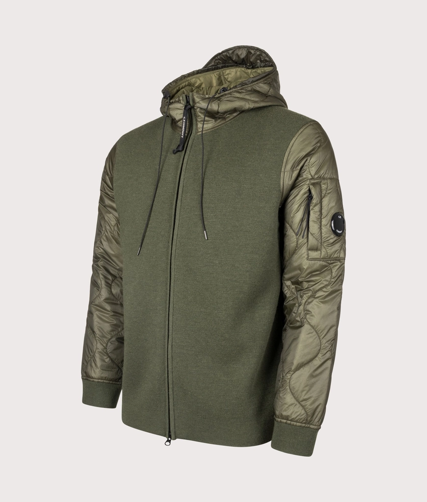 CP Company Mens Extrafine Merino Wool Mixed Hooded Zip D.D. Shell Sweater